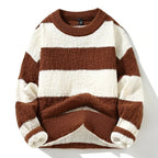 Wide Stripe Chunky Knit Crew Sweater