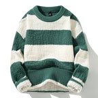 Wide Stripe Chunky Knit Crew Sweater