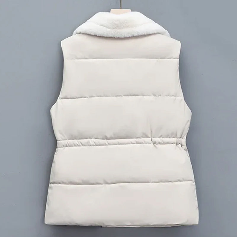 Faux Fur Drawstring Waist Winter Vest