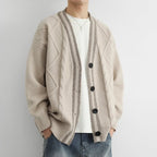 Twisted Cable Deep V-Neck Cardigan
