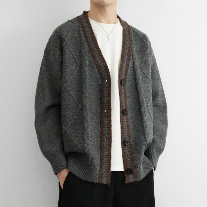 Twisted Cable Deep V-Neck Cardigan