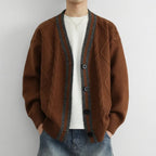 Twisted Cable Deep V-Neck Cardigan