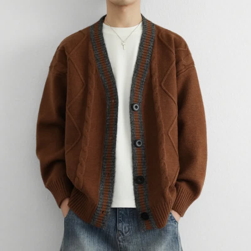 Twisted Cable Deep V-Neck Cardigan