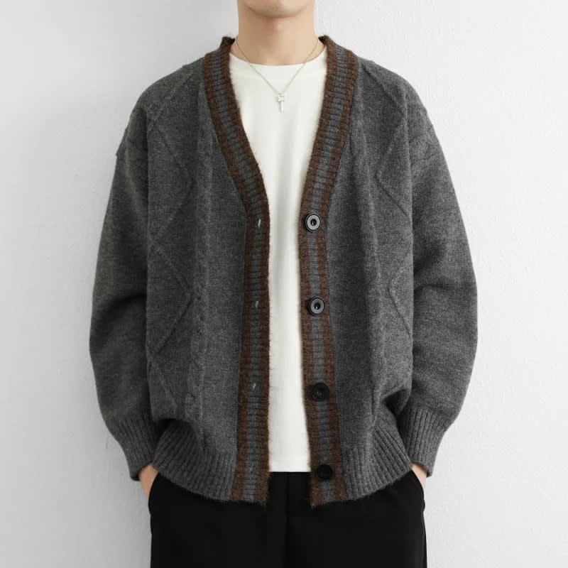Twisted Cable Deep V-Neck Cardigan