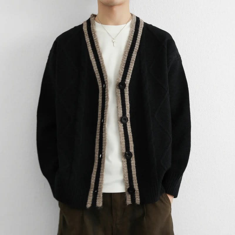 Twisted Cable Deep V-Neck Cardigan