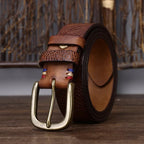 Brushed Grain Embossed Leather Belt