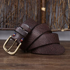 Brushed Grain Embossed Leather Belt