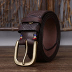 Brushed Grain Embossed Leather Belt