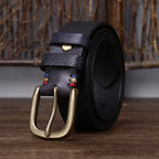Brushed Grain Embossed Leather Belt