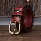 Brushed Grain Embossed Leather Belt