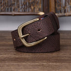 Brushed Grain Embossed Leather Belt