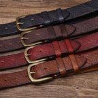 Brushed Grain Embossed Leather Belt