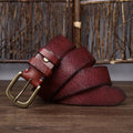 Brushed Grain Embossed Leather Belt