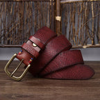 Brushed Grain Embossed Leather Belt
