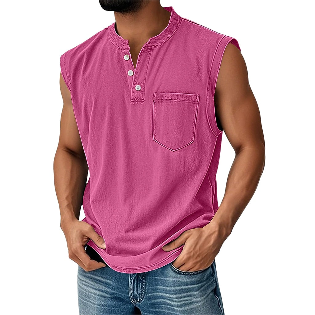 Vintage Washed Henley Tank Top