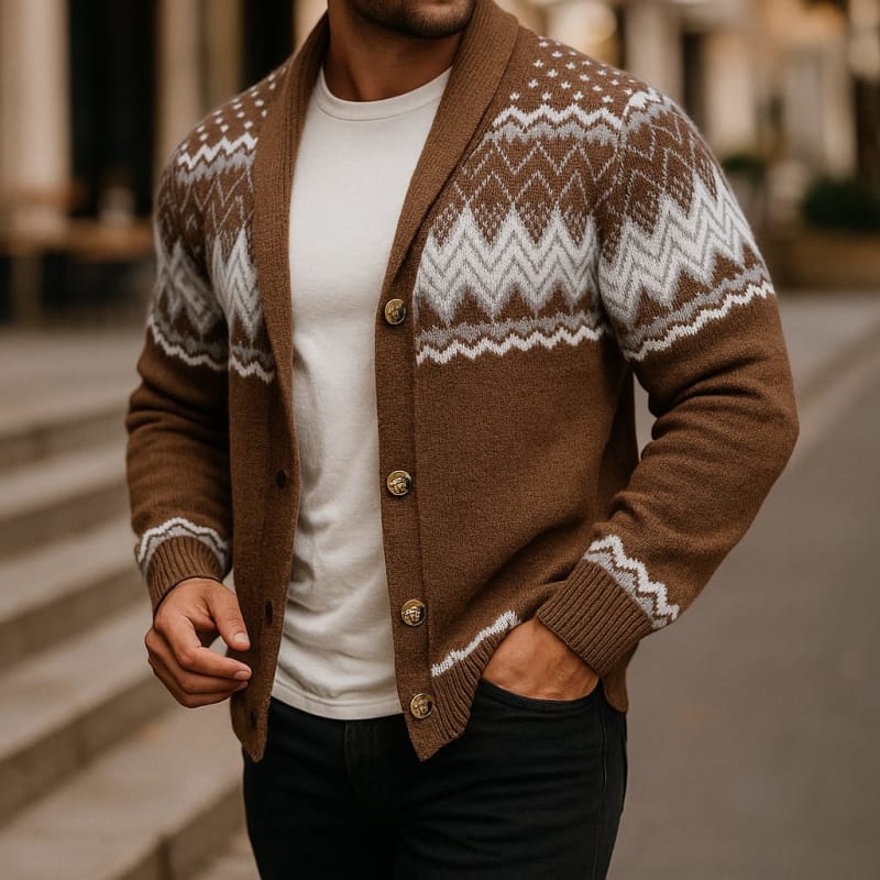 Fair Isle Zigzag Shawl Cardigan