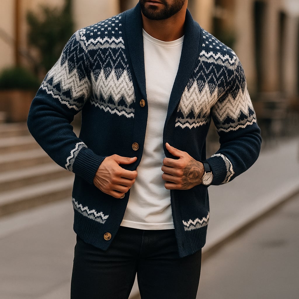 Fair Isle Zigzag Shawl Cardigan