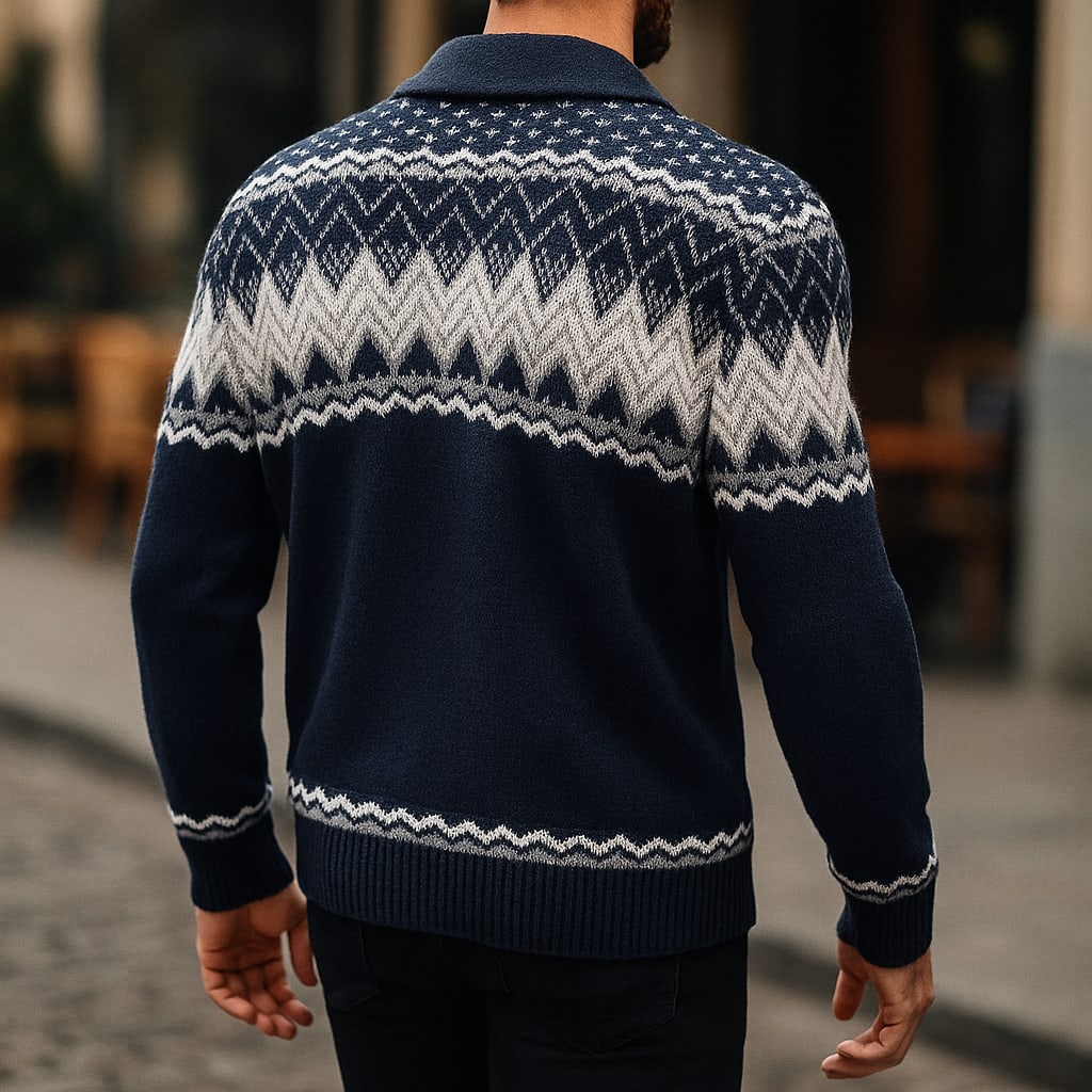 Fair Isle Zigzag Shawl Cardigan