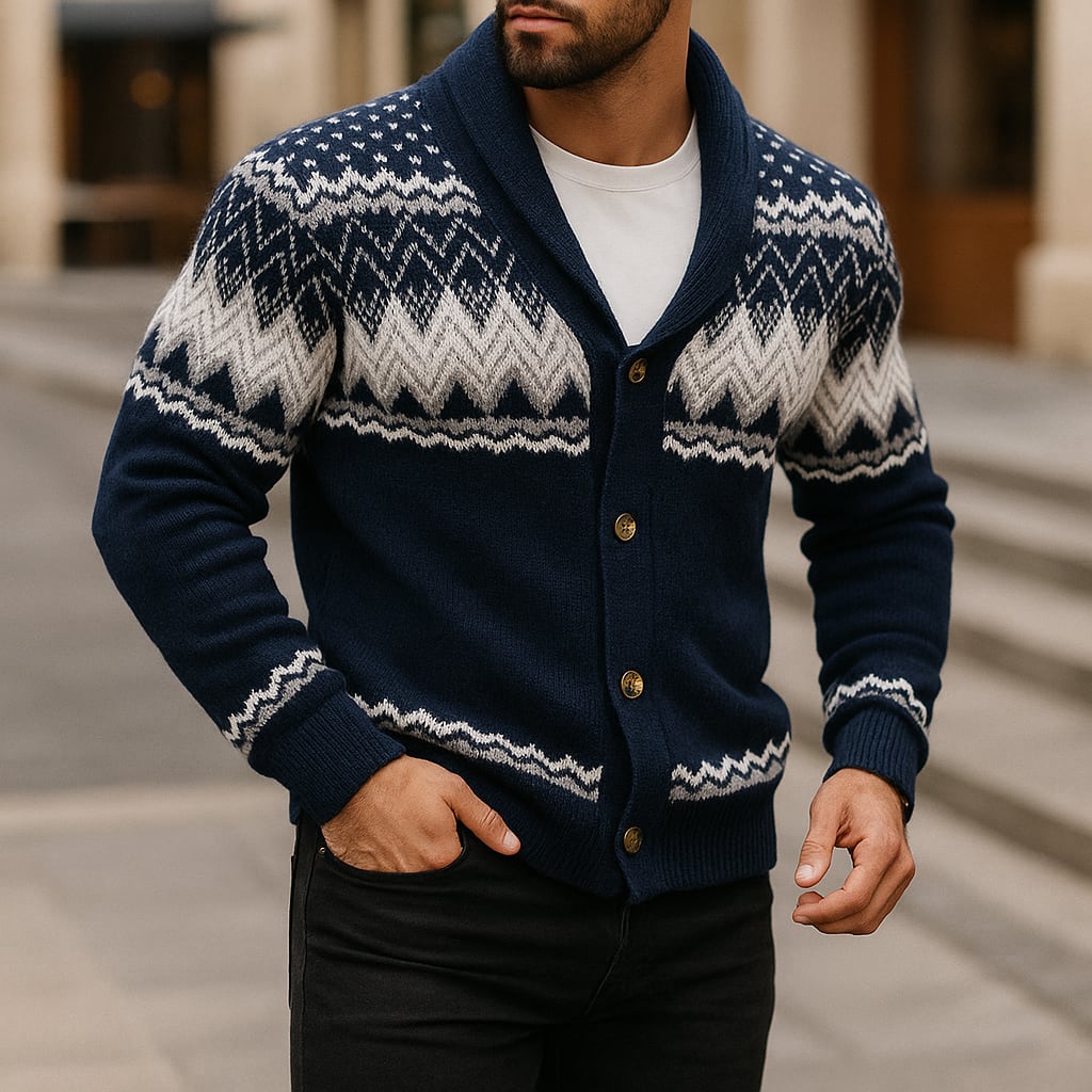 Fair Isle Zigzag Shawl Cardigan