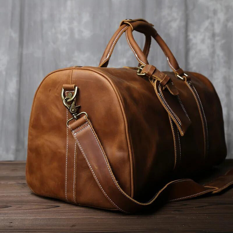 Cowhide Leather Weekender Bag