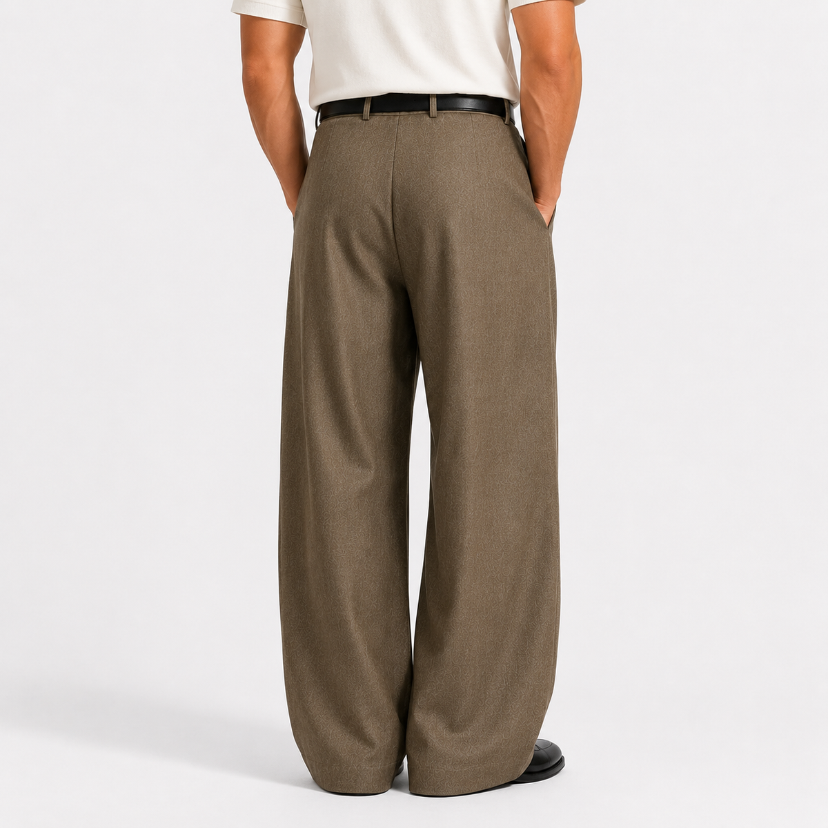 Wide-Leg Pleated Trousers