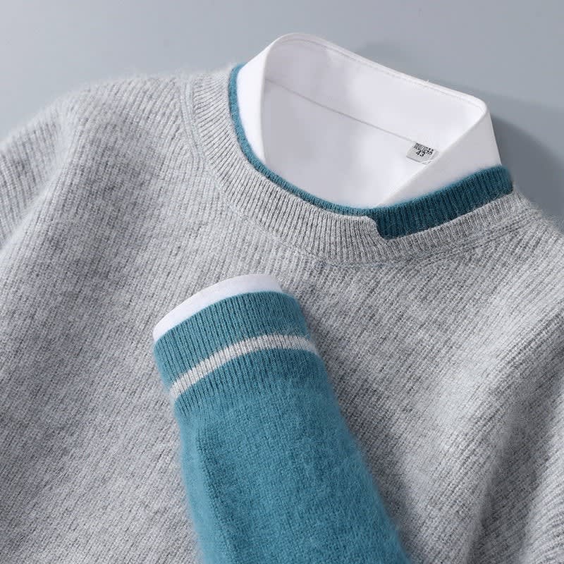 Color Block Cashmere Pullover