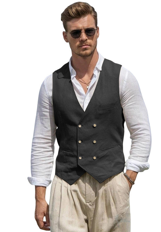 Double-Breasted Linen Waistcoat
