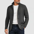Ribbed Stand-Collar Cardigan
