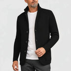 Ribbed Stand-Collar Cardigan