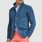 Ribbed Stand-Collar Cardigan