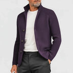 Ribbed Stand-Collar Cardigan
