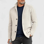 Ribbed Stand-Collar Cardigan