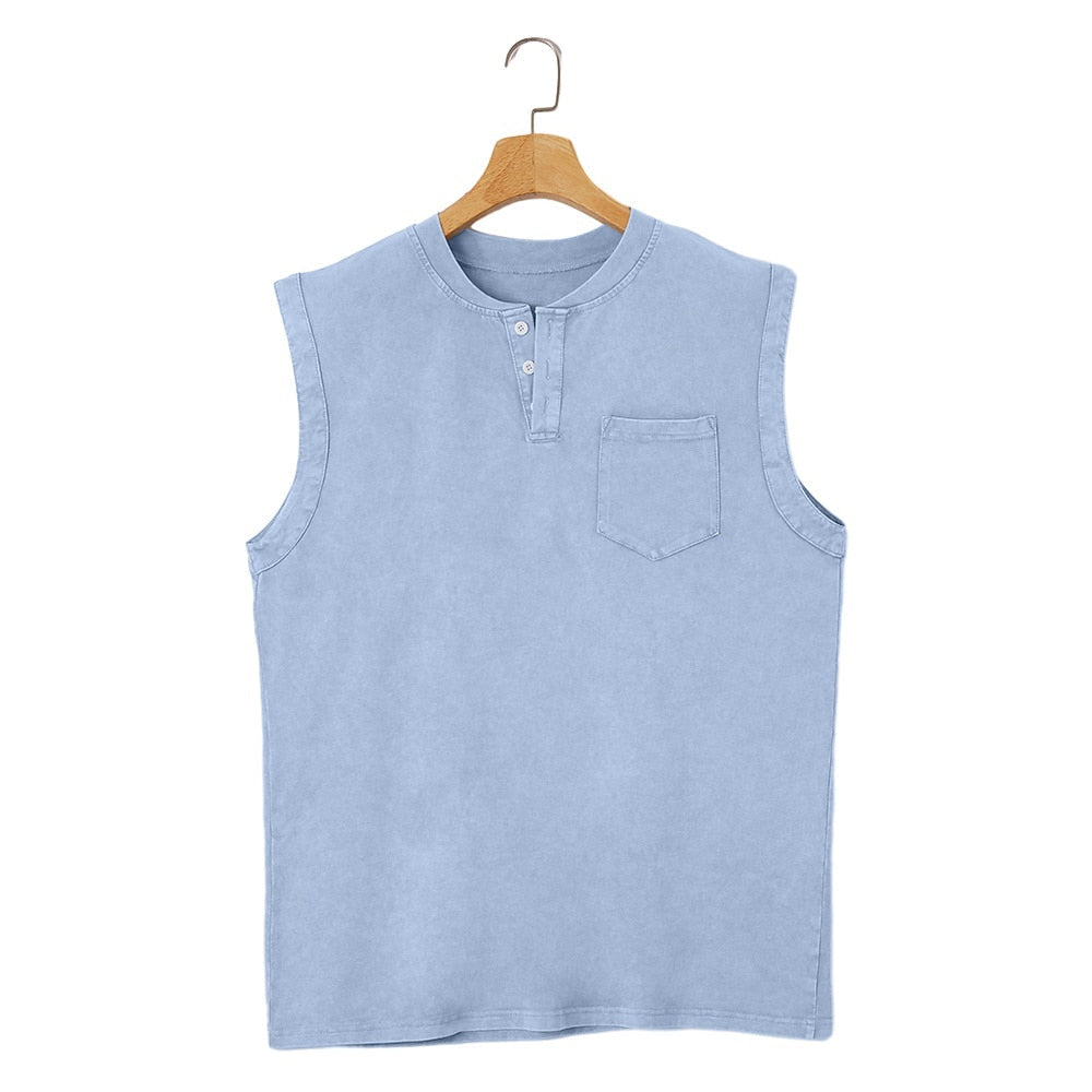 Vintage Washed Henley Tank Top