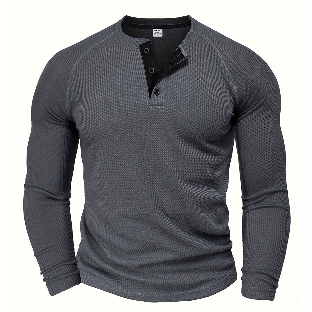 Textured Henley Short-Sleeve Tee