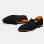 Suede Penny Loafers – Men's Slip-On Shoes - Secranzo