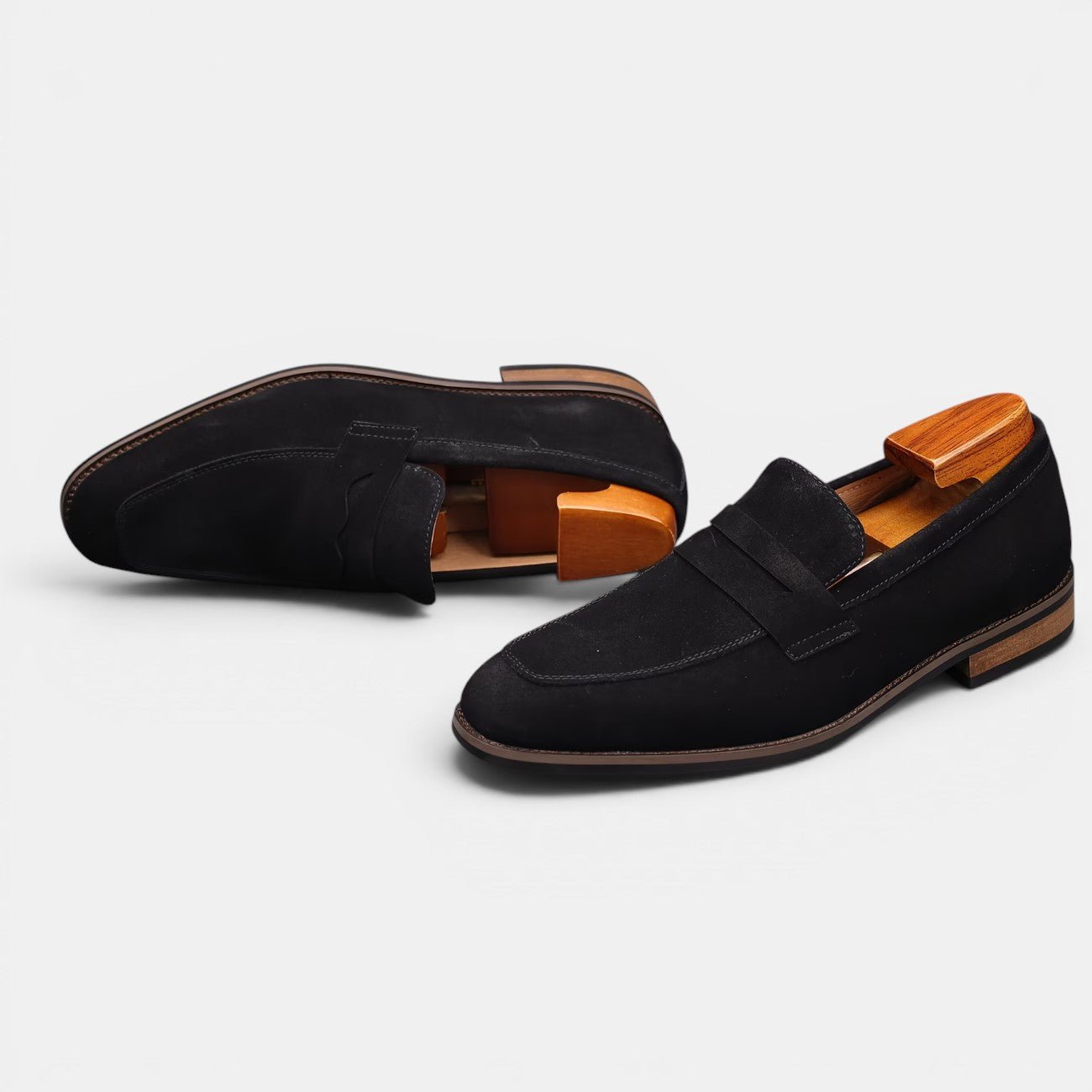 Suede Penny Loafers – Men's Slip-On Shoes - Secranzo