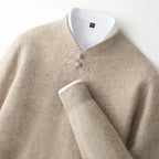 Knot Button Single-Yarn Wool Sweater