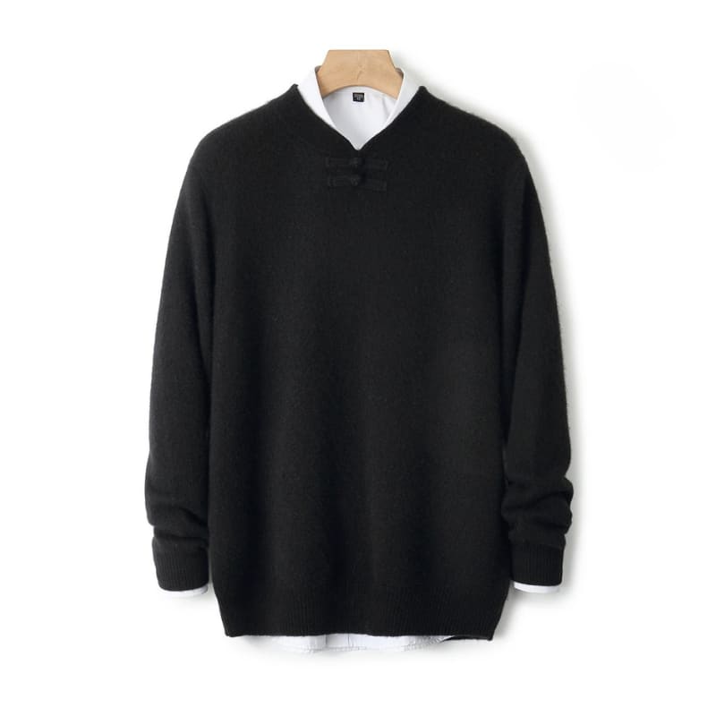 Knot Button Single-Yarn Wool Sweater