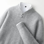 Knot Button Single-Yarn Wool Sweater