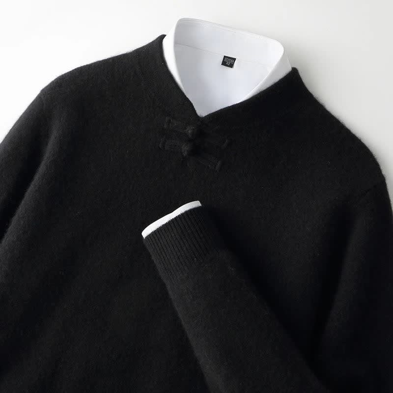 Knot Button Single-Yarn Wool Sweater