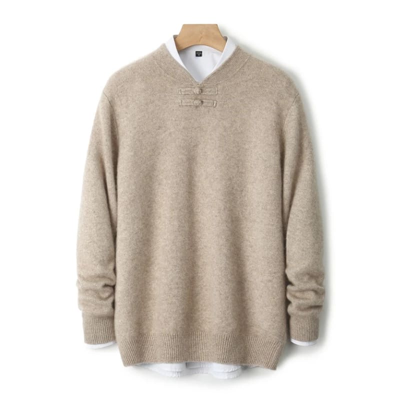 Knot Button Single-Yarn Wool Sweater