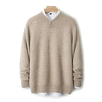 Knot Button Single-Yarn Wool Sweater
