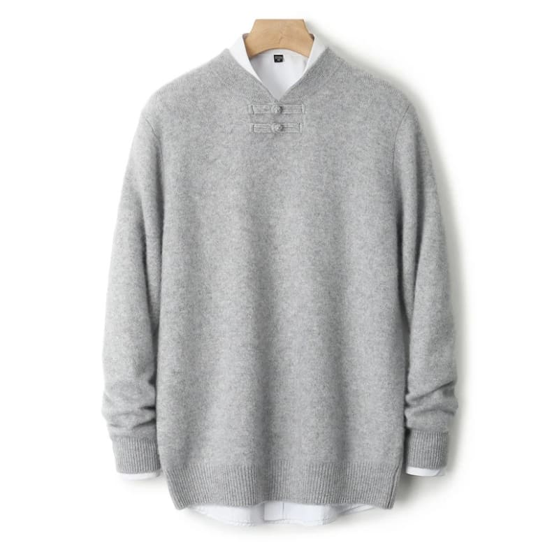 Knot Button Single-Yarn Wool Sweater
