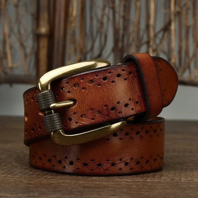 Perforated Cowhide Leather Belt