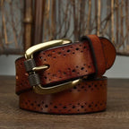 Perforated Cowhide Leather Belt