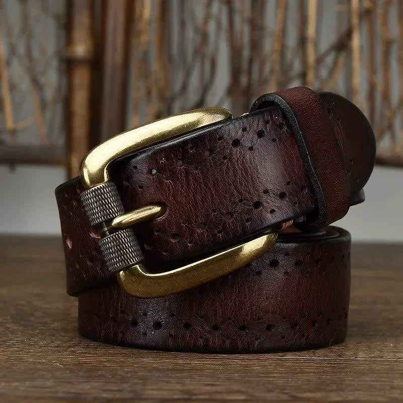 Perforated Cowhide Leather Belt