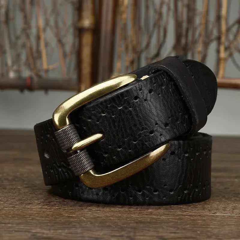 Perforated Cowhide Leather Belt