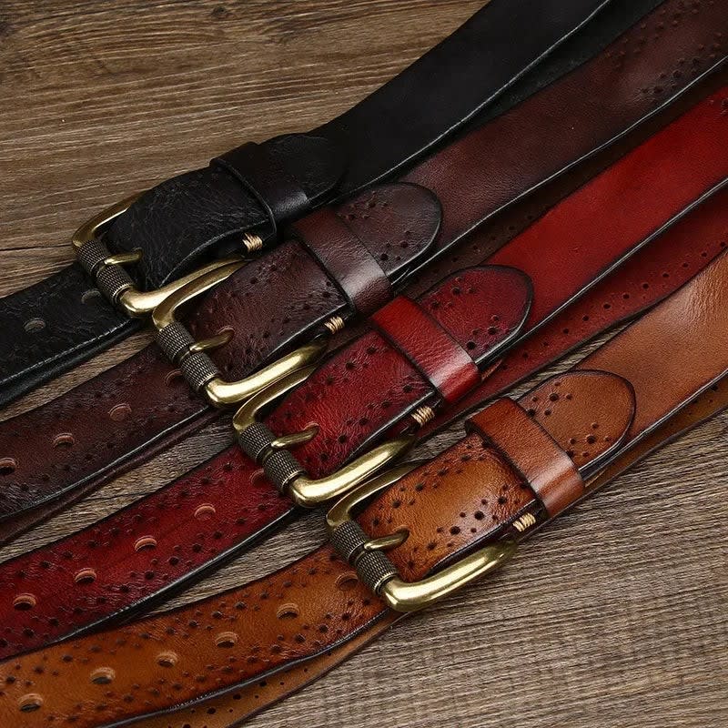 Perforated Cowhide Leather Belt