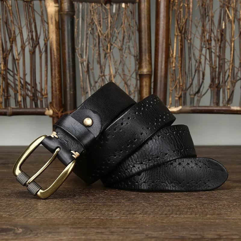 Perforated Cowhide Leather Belt