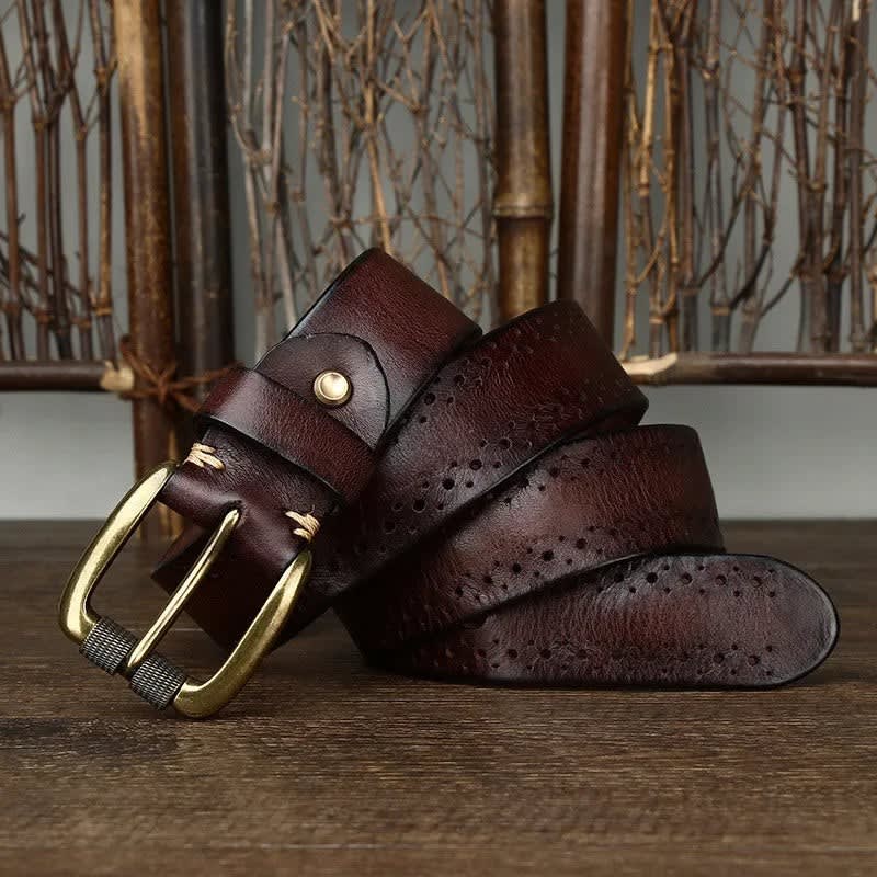 Perforated Cowhide Leather Belt